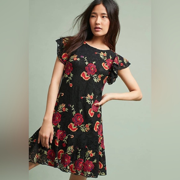 Eva Franco Dresses & Skirts - Anthropologie Poppy Dress By Eva Franco Embroidered Floral Print Size 14